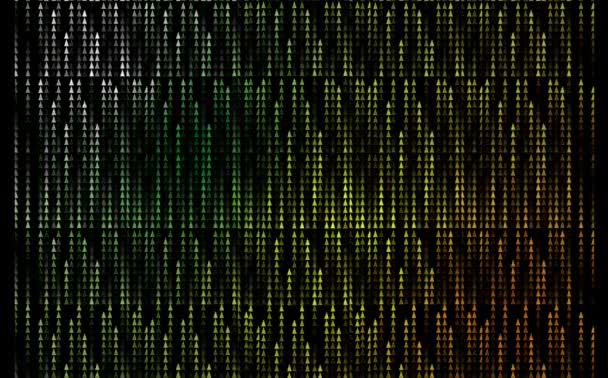 Groene toon driehoek naar beneden kleine groep patroon vervaagd alle in de lijn op zwart scherm — Stockvideo