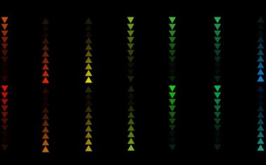 Üçgen gökkuşağı yukarı ve aşağı dijital yavaş hepsi siyah ekrandaki çizgide soldu