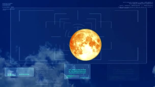 Pleine lune de sang de castor mouvement sur le ciel nocturne et le nuage mouvement et analyse numérique AI — Video