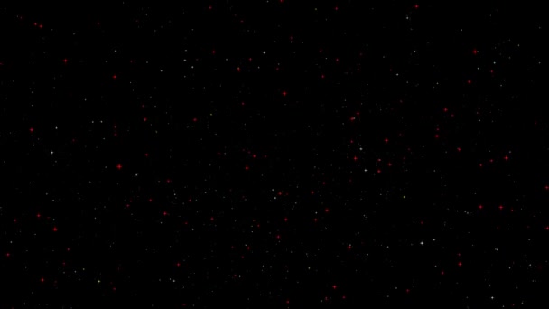 Paticle sárga határ és piros sárga fehér csillagok lebeg az űrben — Stock videók
