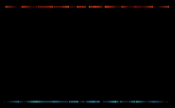 Triangel röd blå gräns linje långsamt bleknade alla i raden på svart skärm — Stockvideo