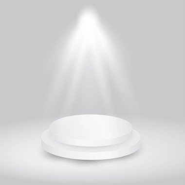 Yuvarlak beyaz gösteri salonu kaidesi.