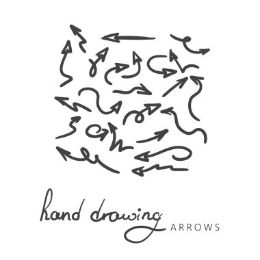 Beyaz arka plan, vektör kümesi üzerinde çizilmiş okları