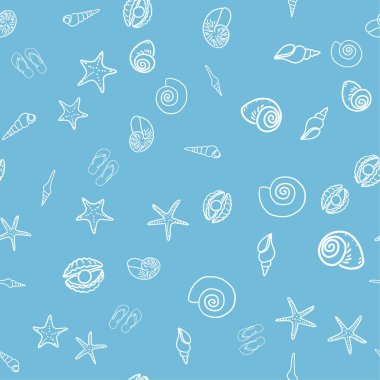 kesintisiz deniz kabukları arka plan, elle boyanmış vektör 