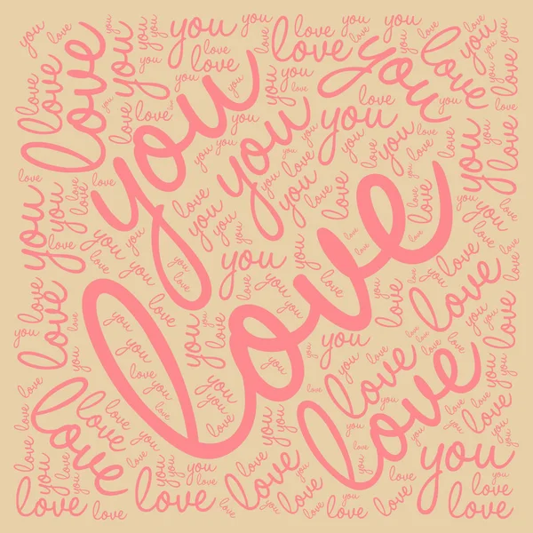 Vector letters "love you" text background, valentine's day — Stock Vector
