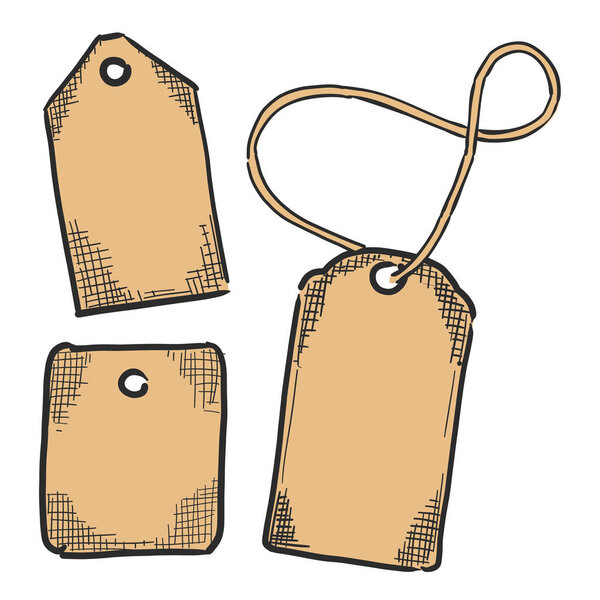 Set of vintage hand drawn sale tags 