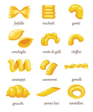 Makarna makarna koleksiyonu İtalyan yemeği vektör ayarla