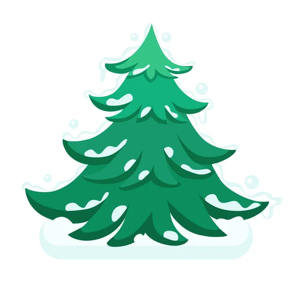 Merry Christmas fir-tree vector vlakke afbeelding Nieuwjaar — Stockvector