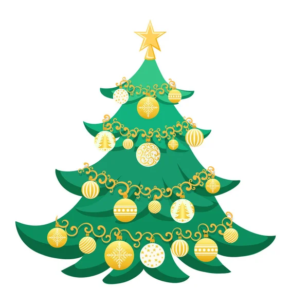Χαρούμενα Χριστούγεννα fir-δέντρο διάνυσμα επίπεδη απεικόνιση νέο έτος — Διανυσματικό Αρχείο