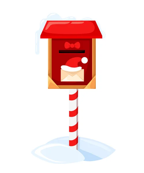 Santa s mailbox vectorillustratie van een brief voor de Kerstman prettige kerstdagen en gelukkig Nieuwjaar. Mail verlanglijstje sneeuw — Stockvector