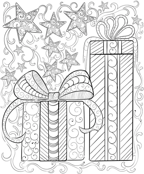 Padrão de tinta desenhada à mão. Livro para colorir para o feliz Natal adulto ano novo 2017 galo — Vetor de Stock