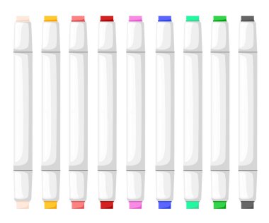 Renkli işaretleyicileri izole. Hafif bir arka plan üzerinde işaretleri kümesi. Vektör çizim.