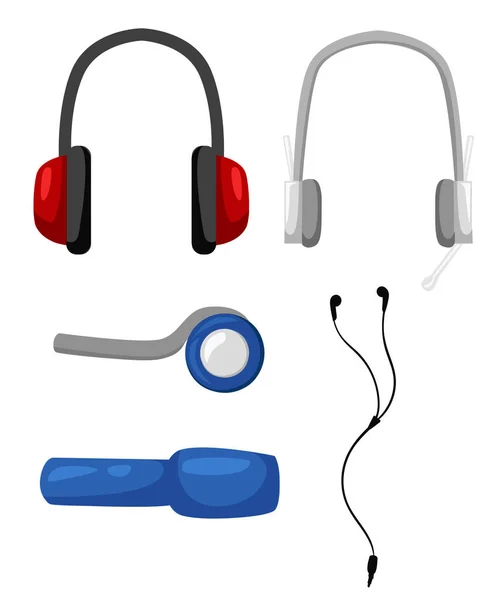 Vektor-Kopfhörer-Symbole auf weißem Hintergrund — Stockvektor