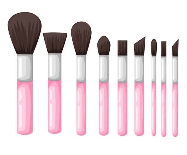 Vector set from makeup brushes different forms Stock Vector