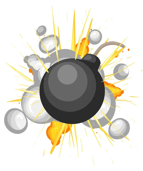 Explosion de bombe dessin animé style vectoriel fond isolé — Image vectorielle