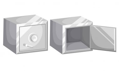 Metal banka güvenli vektör simgesi. Simge güvenli gölge kavramı Doları düz tasarım stil vektör çizim kaydetme.