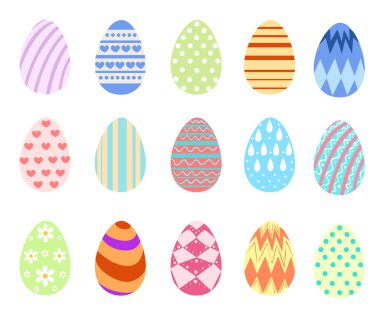 Paskalya yumurta Paskalya tatili için beyaz arka plan üzerinde tasarım. Düz tasarım stil vektör çizim.