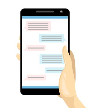 Düz tasarım stil vektör çizim ileti iletişim mektup simgesi ayarla.