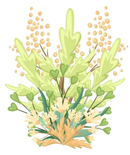 Set mit floralen Elementen und Blättern. Dekorative Elemente für Ihr Design. Blätter, Wirbel, florales flaches Design Vektor Illustration. — Stockvektor
