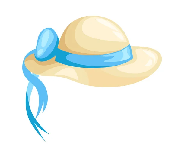 Cartoon women summer hat Flat design style vector illustration. — Stock Vector