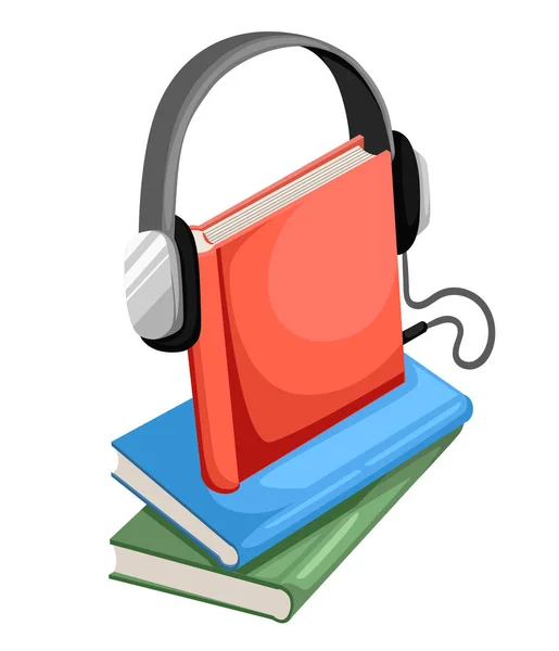 Audio-Guide oder Hörbuch-Symbol flache Design-Stil-Vektor-Illustration. — Stockvektor