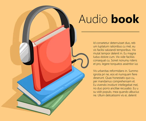 Audio-Guide oder Hörbuch-Symbol flache Design-Stil-Vektor-Illustration. — Stockvektor