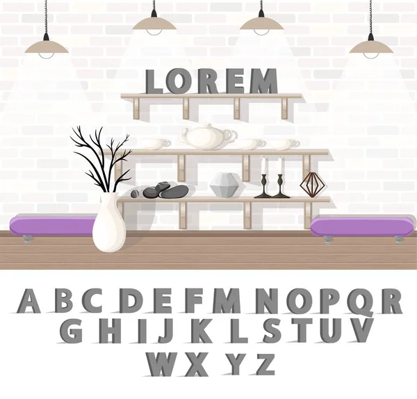 Mock up modern office interior flat design vektor illustration arbeitsplatzkonzept arbeitsplatzkonzept. modernes Homeoffice. — Stockvektor