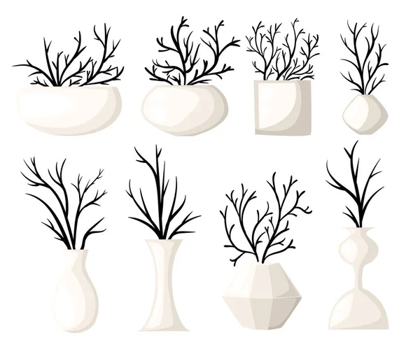 Branchenvase Icon Set für Interieurs flache Design Stil Vektor Illustration. — Stockvektor