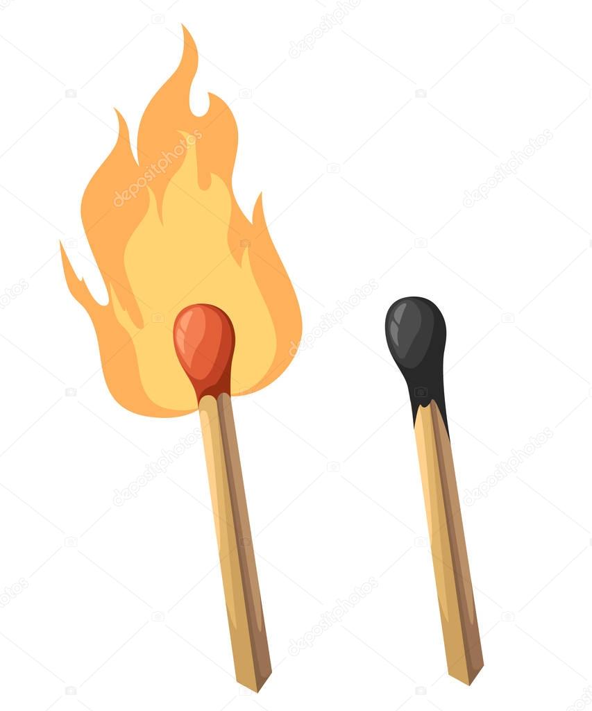 Match fire icon set for interiors Flat design style vector illustration