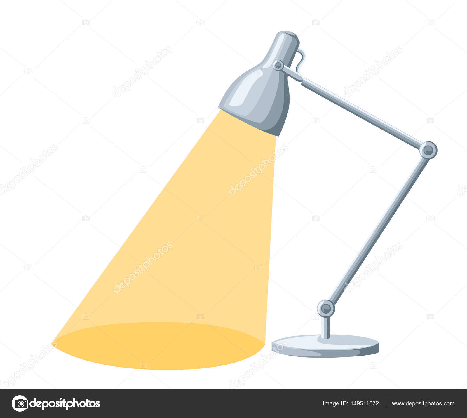 Flat cartoon lamp light isolated The flow of light Table 