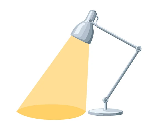 Platte cartoon lamp licht geïsoleerd. De stroom van licht lamp tabelpictogram, Bureau moderne vectorillustratie — Stockvector