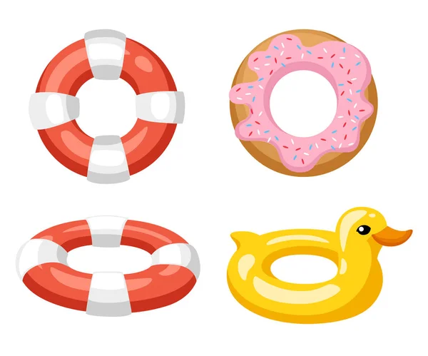 Colorful swim rings icon set isolated on white background. Vector illustration. — Stock Vector