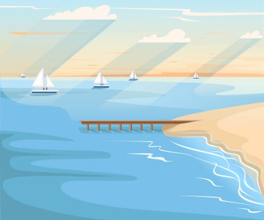 Plaj ve parlak güneş ile tropikal deniz manzara okyanus yaz su tatil seyahat