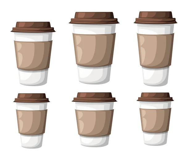 纸咖啡杯图标背景上孤立。塑料咖啡杯热的咖啡，在平面样式矢量图. — 图库矢量图片