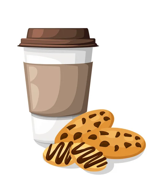 Icono de taza de café de papel aislado sobre fondo. Taza de café de plástico con café caliente en ilustración de vectores de estilo plano . — Vector de stock