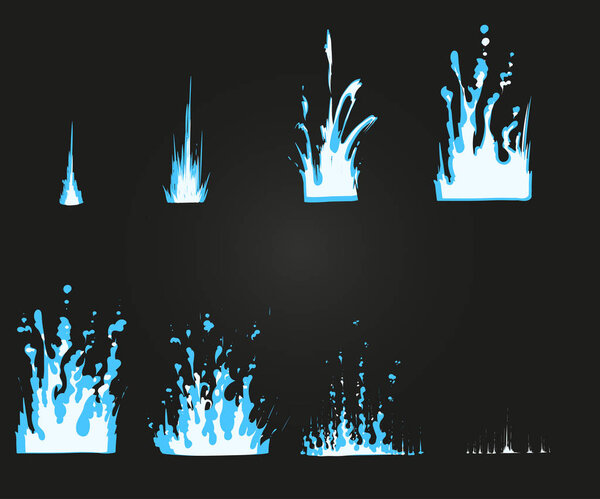 Векторный эффект. Эффект для игры. Анимация эффекта взрыва. Карикатурные взрывные рамки

