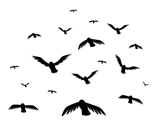 Illustration vectorielle un troupeau d'oiseaux volants. étourneaux — Image vectorielle