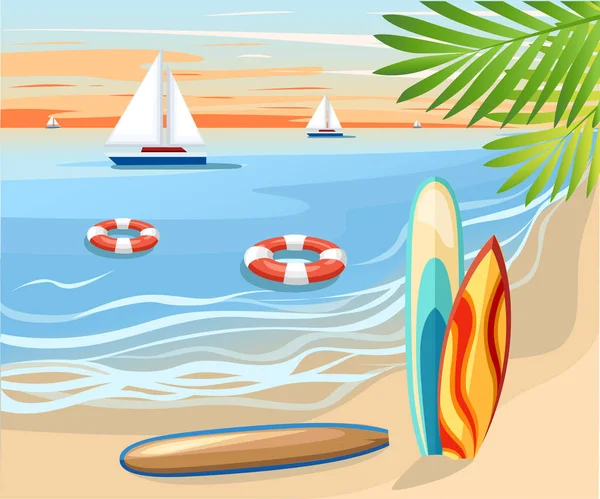 Ilustración de tabla de surf vectorial en diseño de estilo plano Aislado sobre fondo blanco Conjunto de tabla de surf de color. Patrón deportivo extremo marino. Ilustración vectorial — Archivo Imágenes Vectoriales