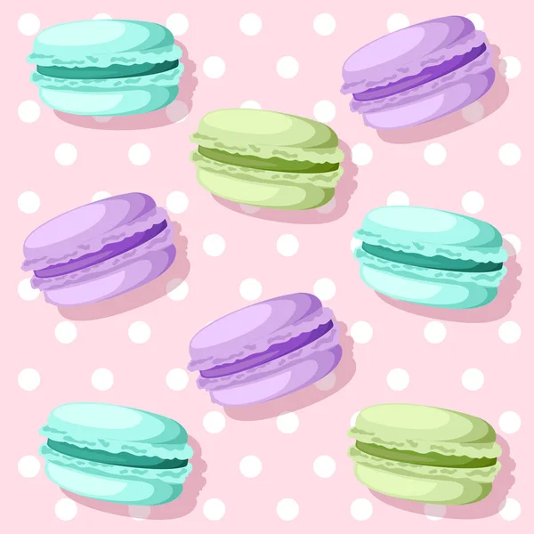 Vector illustration isolated on background Tasty colorful french macaron — Stock Vector