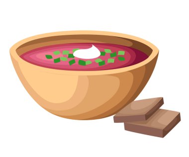 Çorba Borscht üst görünümü vektör Illustration. Gıda illüstrasyon. Stilize simgesi