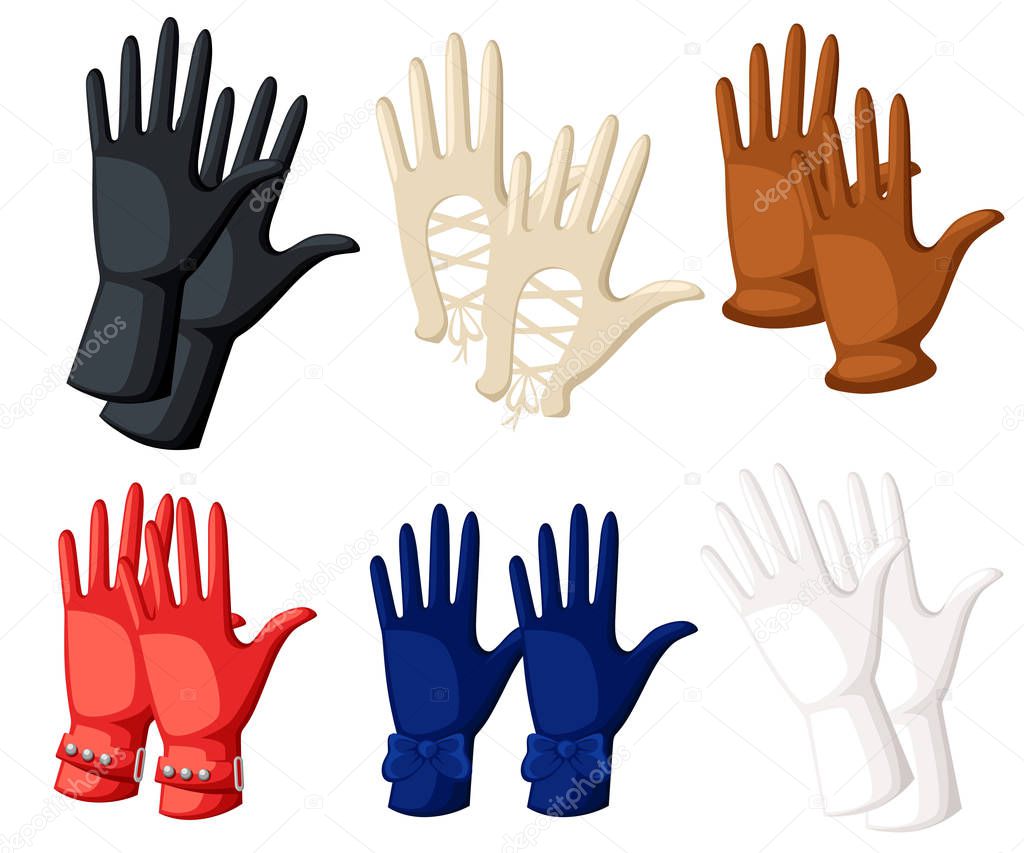 Winter gloves object vector illustration flat design Gloves icon Work gloves. Logo concept. Vector silhouette symbol