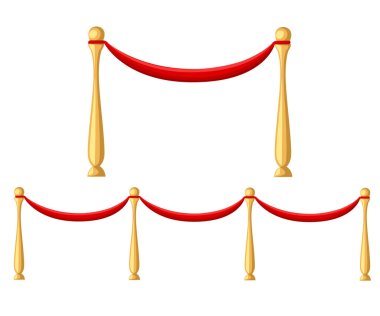 Kırmızı halı tören VIP olay veya devlet başkanı altın engelleri vektör çizim ile gerçekçi görüntü ziyaret