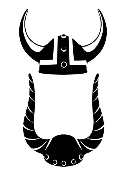 Viking hjälm. Flat vektorillustration av viking hjälm på trä textur backgroud — Stock vektor
