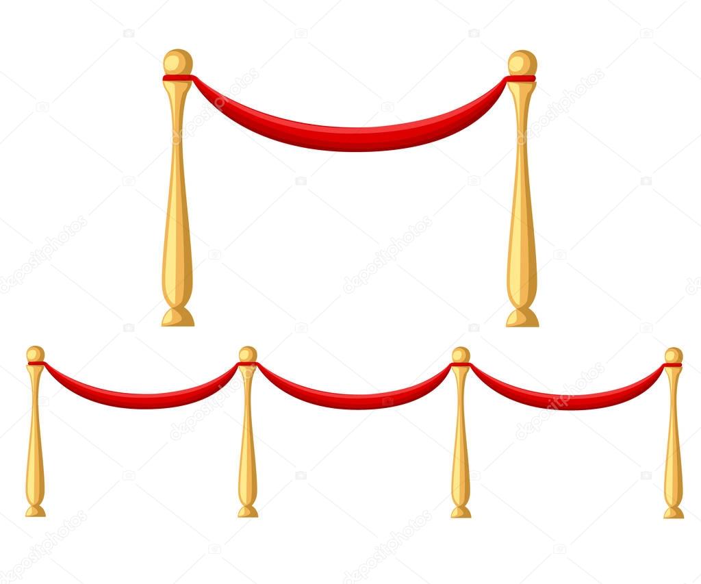Red carpet ceremonial vip event or head of state visit realistic image with gold barriers vector illustration