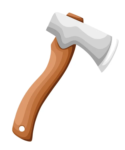 白い背景に分離された木製の斧。木工や木こりのエンブレムやアイコンの要素です。Web サイトのページと携帯アプリ設計ベクトル要素. — ストックベクタ