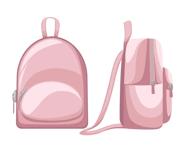 Colored backpacks set. Backpacks with school supplies, notebooks — Stock Vector