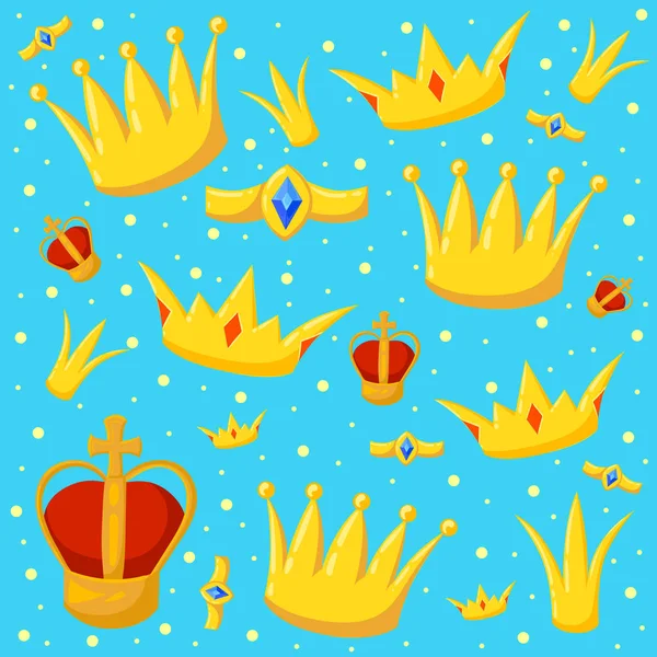 Gold Krone Hintergrund Vektor isolierte Elemente königlichen König, Königin, Prinzessin Krone. — Stockvektor