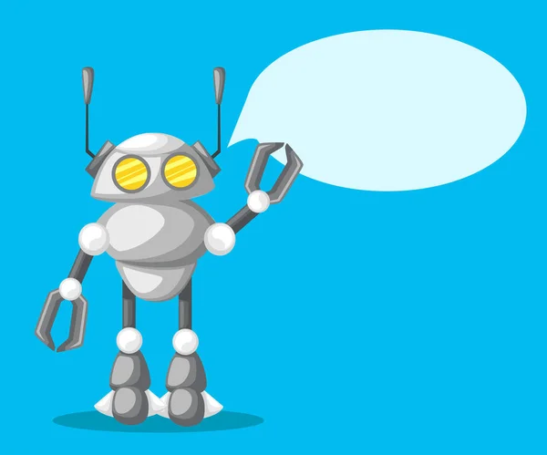 Carácter amistoso del robot de Android con dos antenas Ilustración de dibujos animados Diseño plano, ilustración vectorial, vector. Página del sitio web y elemento vectorial de diseño de aplicaciones móviles . — Archivo Imágenes Vectoriales