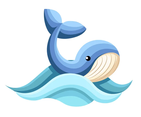 Cartoon whale vektor kort söt glad ocean whale. Härlig barnslig kort. Ler whale. Webbplatsen och mobilappen designelement vektor. — Stock vektor