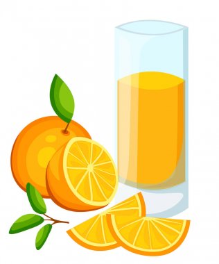 Tasarım şablon afiş, poster, simgeler turuncu smoothies. Portakal suyu illüstrasyon iç beni. Taze sıkılmış tropikal portakal suyu sağlıklı yaşam için. Bir bardak suyu doodle şirin tarzı. Vektör